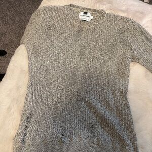 Topman Women's V-Neck Sweater in Gray